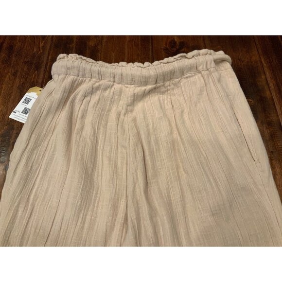 Free People Tan Relaxed Linen Belted Pants, Size S - Picture 6 of 7